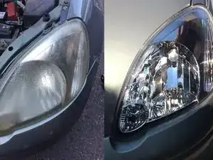 Toyota Yaris (Echo) 1999-2005 optical headlight unit replacement