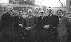 L-R: Rozhdestvensky, Lentulov, Konchalovsky, Kuprin, Mashkov, Osmerkin in 1941