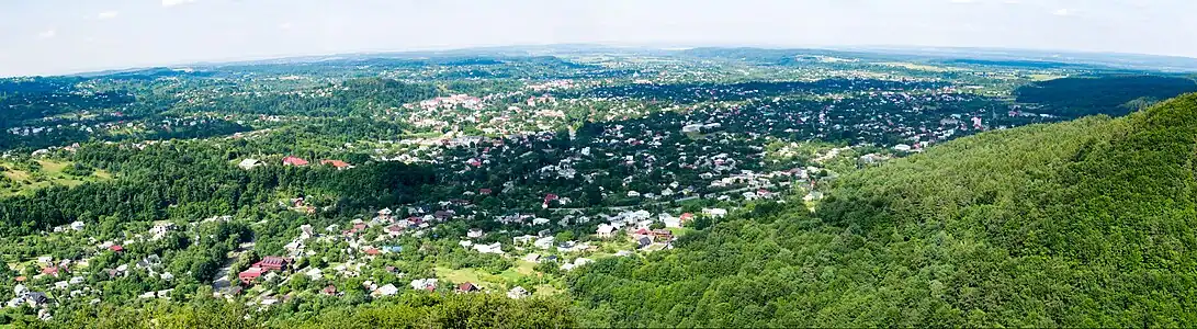 Photo of Kosiv, a small mountainous city known for its painted ceramics