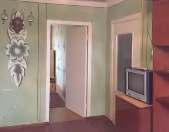 Interior of a room with original doors and painted floor