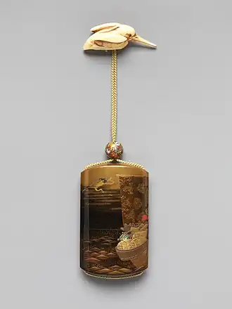 Inro with treasure boat (takarabune), by Kajikawa Bunryūsai, Edo period, 19th century