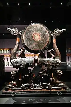 Drum with and Bird and Tiger Frame, Chu (state) Lacquerware, 8th century BC