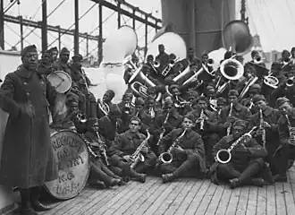 Jazz band leader Lieutenant James Reese with the 369th Infantry (1919)