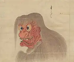 18 Wauwau (わうわう), also known as Ouni (苧うに), is a yōkai similar in features and behavior to Yamamba (or Yama-uba), a female with demon-like facial features, blackened teeth, and long hair covering her body.[51] Some local legends say that she will appear to women who are weaving or spinning thread, offer to help, spin at a supernatural pace, then disappear mysteriously.[51][52]