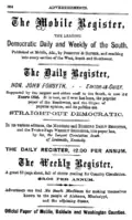 Advertisement for Mobile Register newspaper, 1875