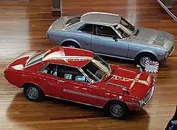 1971 red Toyota Celica GT, a show winner at the Australian Motorclassica Concours d’elegance, and a facelift silver LT.[20]