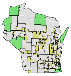 Changes in boundaries for the State Assembly following 1983 Act 29   Territory which was moved into a new district   Districts which were entirely unchanged