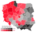 Results of the Sejm election, showing vote strength by electoral district.