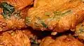 Close-up of spinach pakora