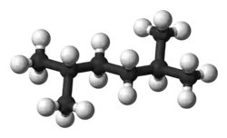 Ball and stick model of 2,5-dimethylhexane