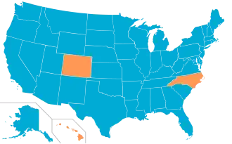 Map of the US, with 47 states in blue for Buchanan