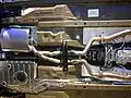 Underbody of a car showing the exhaust system