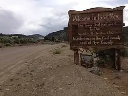 Sign at the west entrance to Ione