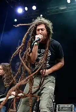 Fair performing for Shadows Fall at Turock Open Air 2014 in Essen, Germany
