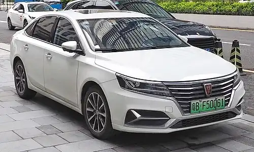 Roewe ei6 (front view). Different front bumper design, with larger front grille and sharper chrome details; same all LED headlights as on highline i6