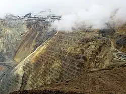 A more than two-mile wide canyon of terraced mountains
