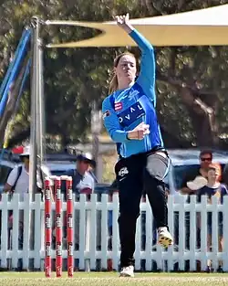 Wellington bowling for Adelaide Strikers during WBBL{{!}}07