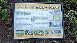 O.O. Denny Park history placard