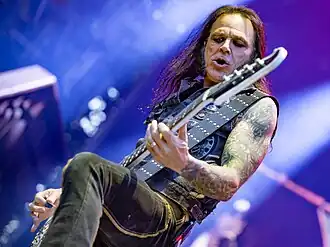 Garric performing with Alice Cooper in 2024