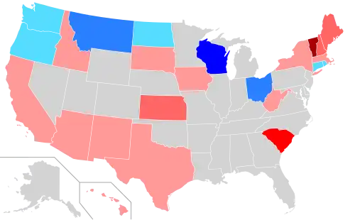 Net changes to upper house seats after the 2024 elections      +1 Rep seat      +2 Rep seats      +4 Rep seats      +6 Rep seats      +1 Dem seat      +2 Dem seats      +4 Dem seats