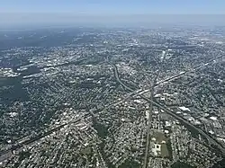 Aerial view of Cranford (lower portion of photo)