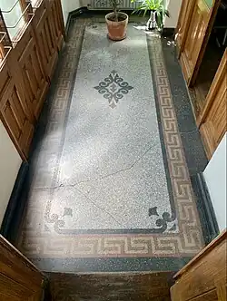 Neoclassical meander on a floor in the Central Girls' School (Strada Icoanei no. 3-5), Bucharest, Romania, by Ion Mincu, 1890[12]