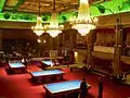 Chandeliers in a large billiard hall