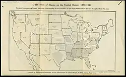 Map showing sites of lynching in the US between 1889 and 1922