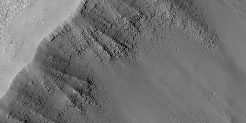 Layers, as seen by HiRISE under HiWish program. Location is Tempe Terra. Note: this is an enlargement of the previous image.