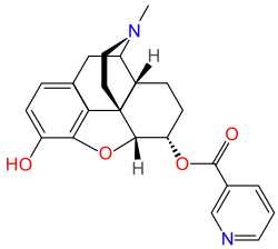 Chemical structure of 6-nicotinoyldihydromorphine.