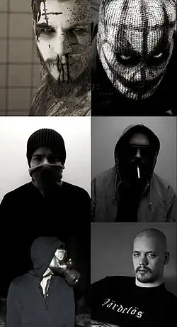 Clockwise from top right: Jonas "B" Bergqvist, Felix "Fix" Öhlén, Rickard "LR" Öström, Johan "1853" Gabrielson, Henrik "H." Huldtgren and Kim "( )" Carlsson