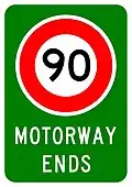 Motorway Ends (90 km/h speed limit)