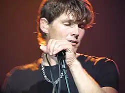 Lead singer Morten Harket performing with A-ha in New York City