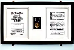 The Purple Heart on display in Brookwood American Cemetery