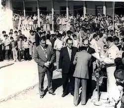 Amirkola. 1972. School ceremony with dignitaries and a representative of Iran Scout Organization