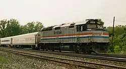 An eastbound Michigan Services Amtrak train passing Porter, Indiana