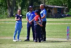 Alison Stocks and Camila Valdes during the toss of the first match.