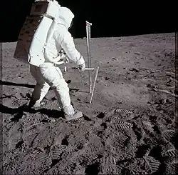 Image 77Buzz Aldrin taking a core sample of the Moon during the Apollo 11 mission (from Space exploration)