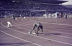 Pan African Games Lagos January 7–18, 1973. Runners in the starting position on courts