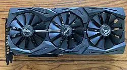 Nvidia GeForce RTX 2070 ROG Edition. This particular model manufactured by Nvidia board-partner, ASUS.