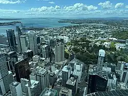 A view from the Sky Tower, showing many buildings