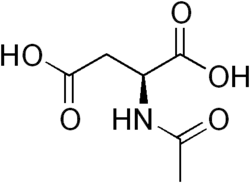 Stereo, skeletal formula of N-acetylaspartic acid (S)