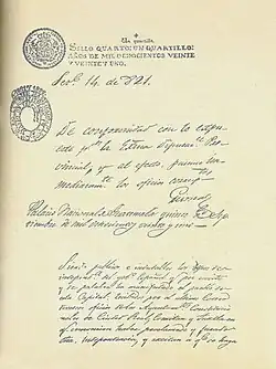 A 19th-century document which declared Central America's independence from Spain