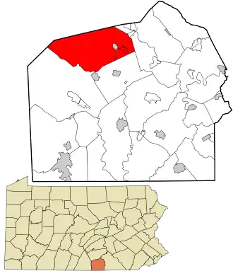 Location in Adams County and the state of Pennsylvania.