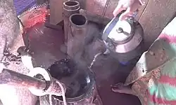 Addition of hot water in the middle of the process can speed up the process
