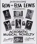 Advertising poster for acrobatic musical novelty show, starring Ron and Elsa Lewis c1938-1940.