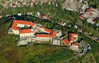 Aerial view of Palanok Castle
