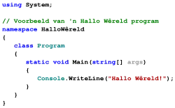 C code featuring curly braces and semicolon