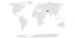 Map indicating locations of Afghanistan and Denmark