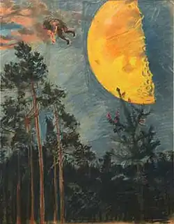 Ilmarinen Flies Over the Moon, Akseli Gallen-Kallela, 1892